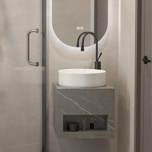 <span class=keywords><strong>Lavabo</strong></span> de Piedra Creativo y Elegante para Apartamentos Pequeños, Montado en la Pared, Ideal para Balcones y Baños - Product Image 3