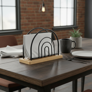 Portatovaglioli, design industriale in legno e acciaio, ELIE, nero opaco - Product Image 3
