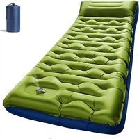 Matelas de couchage auto-gonflant en TPU de 5,9 pouces d'épaisseur avec oreiller intégré et pompe à pied, étanche et pliable pour le camping et la randonnée (Vert)