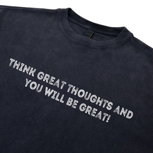 T-shirt uni de qualité supérieure en coton Oem T-shirt homme rétro sérigraphie Logo T-shirt - Product Image 5