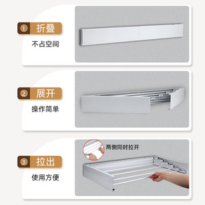 Invisible Folding <b>Clothes</b> <b>Drying</b> <b>Rack</b> <b>Wall</b> <b>Mounted</b> Retractable Indoor Bathroom Use Rectangle Airfoil Design - Product Image 4