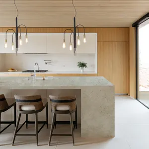 AST OEM/ODM Cuarzo concrete 6001 Aritificial Stone Concrete cement white solid eased edge Quartz Countertop For kitchen