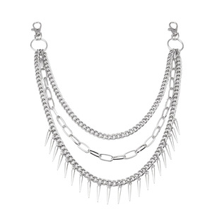 Cadena de cintura con púas de metal estilo punk, diseño geométrico multicapa para hombre, cadena corporal de aleación de zinc para fiestas de hip hop. - Product Image 5
