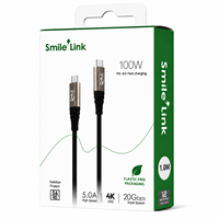 Câble d'alimentation USB-C 3.2 de 1m pour petites commandes, charge rapide 100W 5A, transfert de données 20 Go, en nylon de haute qualité, câble de charge en tissu 1.2m USB-C
