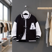 Veste universitaire unisexe noire et blanche à blocs de couleur, style baseball, simple boutonnage, avec applique lettre A
