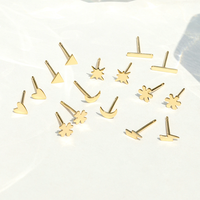 925 Sterling Silver 18K Emas Disepuh Perhiasan Salib Mata Jahat Bintang Semanggi Bulan Kembang Api Bar Bunga Jantung Anting untuk Wanita