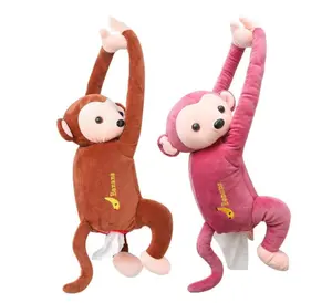 免费样品汽车悬挂猴子动物纸巾架盒子玩具热销毛绒长臂猴子纸巾盒架玩具