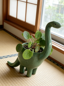 Pot de fleurs suspendu mignon en forme de dinosaures verts, décoration de vase de dessin animé personnalisée pour plantes succulentes - Product Image 3