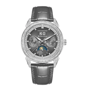 Reloj Premium para Hombre con Fase Lunar, Día y Mes, Tono Oro Rosa con Detalles de Diamantes, Correa de Cuero, Lujoso para Reuniones de Negocios - Product Image 5