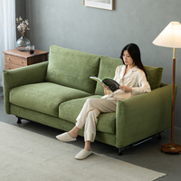 Canapé-lit convertible moderne en tissu capitonné 2 en 1 vert armée pour salon, chambre, hôtel, appartement