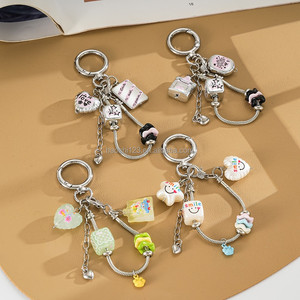 Personality Beaded Snake Chain Bag Charm <strong>Keychain</strong>,Cute Printed Ornament Pendant,Handbag Hanging Accessory Small Gift <strong>Bulk</strong> - Product Image 4