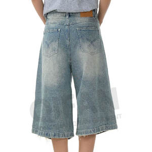 Pantalones <span class=keywords><strong>cortos</strong></span> de mezclilla Retro, ropa de calle rasgada, pantalones <span class=keywords><strong>cortos</strong></span> de mezclilla, pantalones <span class=keywords><strong>cortos</strong></span> Vintage sueltos lavados para hombres dañados - Product Image 3