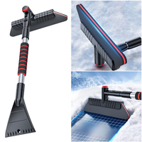 TMST Y0198 Pelle à neige et brosse de pare-brise extensible 2 en 1 en aluminium, dégivreur automatique, grattoir à glace, poignée de sac, 28*12.5*2.5cm