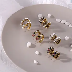 Boucles d'oreilles à Clip simple et minimaliste pour femmes, manchette d'oreille en perles croisées, sans Piercing, élégante, Clips bijoux