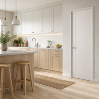 Porte intérieure en MDF mélaminé blanc, design panneau plat uni, pour projets de logement locatif en appartement, commande en gros