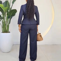 Costume pour femmes D3357, vêtements de bureau, ensemble de blazer, blazer à col tailleur et pantalon large, ensemble deux pièces, costumes formels pour femmes