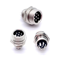 Conector Circular de Aviación Soulin GX12 de 7 Pines, Latón con Clasificación IP68, Bañado en Estaño/Plata, para Cable de Control Eléctrico Automotriz