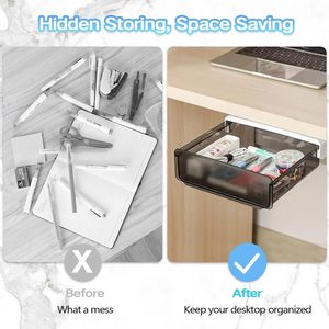 Double Layer Under Desk <b>Drawer</b> <b>Slide</b>-out, Under Mount Desk <b>Drawer</b>, Office Organizers and Storage <b>Drawers</b> Under Mounted - Product Image 3