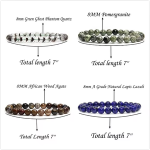 Pierres précieuses semi-précieuses, vernis naturel en fer tigre jaune, cristal de guérison, perles rondes de 8mm, Bracelet extensible, unisexe, 7 pouces, vente en gros