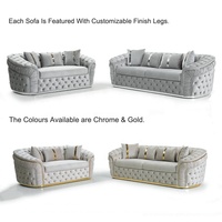 Sofa Chesterfield Mewah HOLA Hitam Persegi, Loveseat & Set Sudut Berbahan Beludru untuk Ruang Tamu Villa dengan Kaki Kayu
