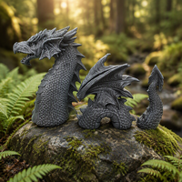 Statue de dragon gothique segmentée en résine, 3 pièces, imperméable, pour décoration extérieure de jardin, pelouse, cour, patio, maison