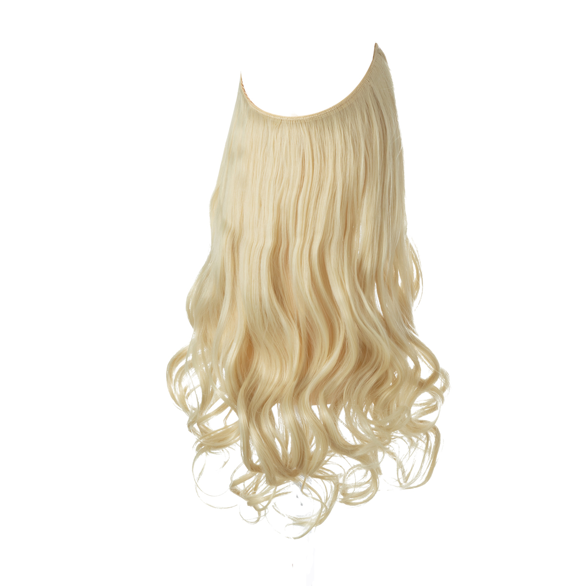 Hair Extension HaloDark Blonde With Beach Blonde Highlight Curly Short Synthetic Hairpiece Hidden Wire Headband for Women
