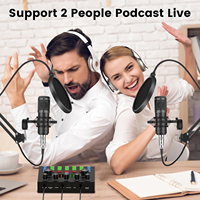 Pack d'équipement de podcast : 2 microphones à condensateur filaires XLR avec interface audio, changeur de voix, pour gamers, tout-en-un, suppression du bruit