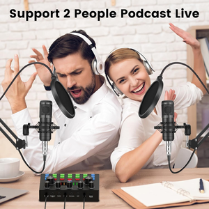 Paquete de Equipamiento para Podcast, 2 Interfaces de <span class=keywords><strong>Audio</strong></span> <span class=keywords><strong>XLR</strong></span> con Cable, Cambiador de Voz, Micrófonos de Condensador, Solución Todo en Uno para Gamers con Cancelación de Ruido - Product Image 2