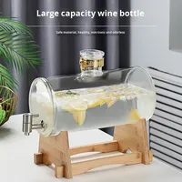 Distributeur de vin portable en verre borosilicate de haute qualité avec robinet en acier inoxydable vintage, support en bois, pour la maison, la cuisine, le bar