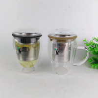 Mug à thé en verre borosilicate à double paroi de luxe fait à la main de 12 oz, ensemble thé et café de 12 oz avec infuseur à thé en acier inoxydable