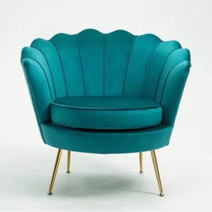 Sofá Individual Moderno de Lazer para Sala de Estar em Estilo Nórdico, Móvel Cadeira de Acento em Veludo com Flores e Estrutura Metálica, Poltrona em Veludo Floral Atacado - Product Image 1