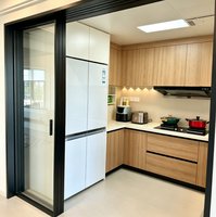 Porte coulissante en verre pour intérieur de bureau, rail dissimulé, cadre noir, cloison de séparation, séparateur de salle de conférence, porte en aluminium connectée