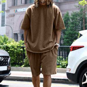 Ensemble de sport décontracté d'été pour le commerce extérieur – T-shirt à manches courtes et short <span class=keywords><strong>tendance</strong></span> pour hommes, style européen et américain - Product Image 2