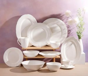 Plat de service en porcelaine blanche à bord ondulé avec logo personnalisé, motif personnalisé, céramique moderne, écologique, pour mariage, banquet, hôtel de luxe, restaurant - Product Image 5