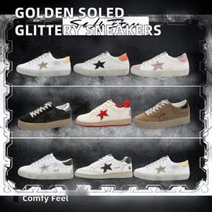 Chaussures de luxe haut de gamme pour femmes, Super Goose White Glittery Ball Star Sneakers, semelles dorées, nouvelles chaussures à paillettes subtilles et douces - Product Image 2