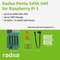 Radxa Penta SATA HAT - Jusqu'à 5 disques SATA pour Raspberry Pi 5 et Rock Pi SBCs Mini NAS Ordinateur monocarte
