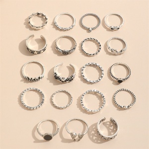 Ensemble de bagues rétro tendance avec étoiles et cœurs pour femmes, bagues féminines avec ailes de fleurs roses, bijoux de fête, cadeaux - Product Image 6