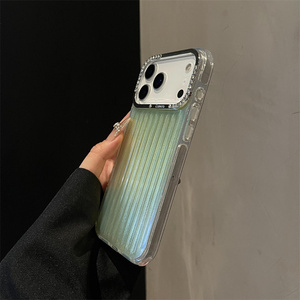 Glitter Stripes Diamond Laser Corrugated Rainbow Phone case for iPhone 17 16 15 Pro Max striped Gradient IMD Colorful back Cover - Product Image 5