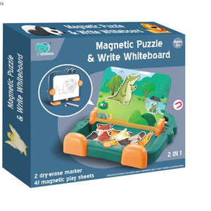 Juguetes educativos de aprendizaje, tablero de rompecabezas, Animal de dibujos animados, 2 en 1, tablero de aprendizaje, tablero de dibujo borrable magnético, Mesa - Product Image 5