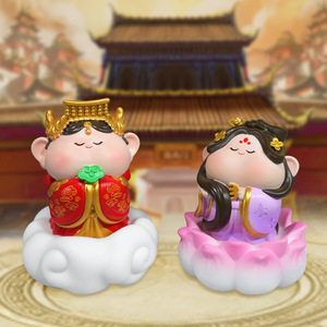 ชุดตุ๊กตาเรซิ่นฮวงจุ้ยสำหรับตกแต่งโต๊ะทำงาน ของขวัญปีใหม่จีน ของตกแต่งอเนกประสงค์ รูปทรงไม่สม่ำเสมอ แพ็คเกจหลายชิ้น - Product Image 2