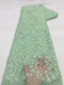 NI.AI تصميم جديد 3D زهرة الدانتيل اللؤلؤ النسيج التطريز لامعة الترتر صافي الدانتيل مطرز النسيج - Product Image 4