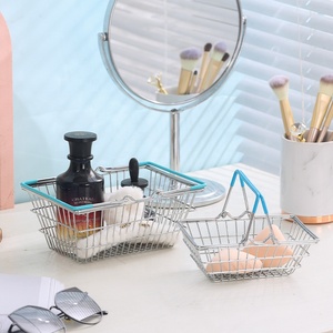 Cesta de almacenamiento de Metal de escritorio <span class=keywords><strong>para</strong></span> decoración del hogar, contenedor de artículos diversos <span class=keywords><strong>para</strong></span> oficina, <span class=keywords><strong>juguetes</strong></span>, Mini cestas de compras - Product Image 2
