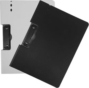 2 thư mục với clip bên kim loại, đa chức năng cho văn phòng và trường học, quản lý tập tin A4, màu đen và màu xám. - Product Image 1