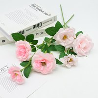 Rose artificielle à toucher réel, 3 têtes, tige longue, vente en gros, pour arrangements de table et décoration intérieure