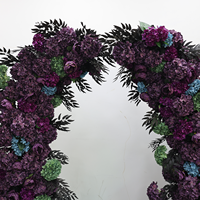 Arche de fleurs artificielles en soie d'hortensia violet foncé et magenta pour décoration de fond de cérémonie de mariage, entrée et allée