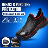 Chaussures de travail de cuisine anti-perforation avec embout en acier, imperméables, résistantes aux chocs SRC, chaussures de sécurité pour chef, pour l'industrie