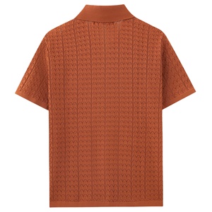 OEM y ODM, Cárdigan de Punto Sólido Estilo Americano, Manga Corta, Tejido con Sensación de Frescura, Logotipo Personalizado, Camiseta Polo, Kaos <span class=keywords><strong>Sablon</strong></span> - Product Image 3