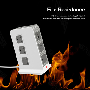 10 cách Anh cắm mở rộng chì Dải điện tháp đa ổ cắm bảo vệ tăng ban mở rộng với <span class=keywords><strong>USB</strong></span>-C và chuyển đổi - Product Image 4