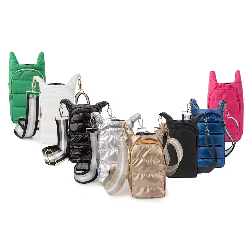 महिलाओं के लिए हॉट सेल फैशन पफर बैग रजाई बना हुआ पानी की बोतल धारक क्रॉसबॉडी बैग स्पोर्ट कार्ड फोन मनी पर्स के लिए पफर स्लिंग बैग