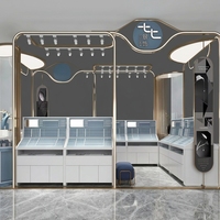 Vitrine de présentation de bijoux en verre de luxe, design intérieur personnalisé pour boutique, armoire éclairée par LED